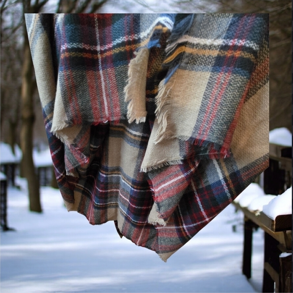 4/$15 Plaid Sleeveless Women's Scarf Vest Boho Winter Cottagecore - Picture 4 of 8